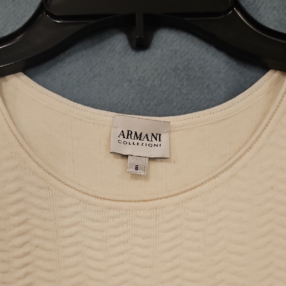 Armani Collezioni Off-White Crew Neck Sweater